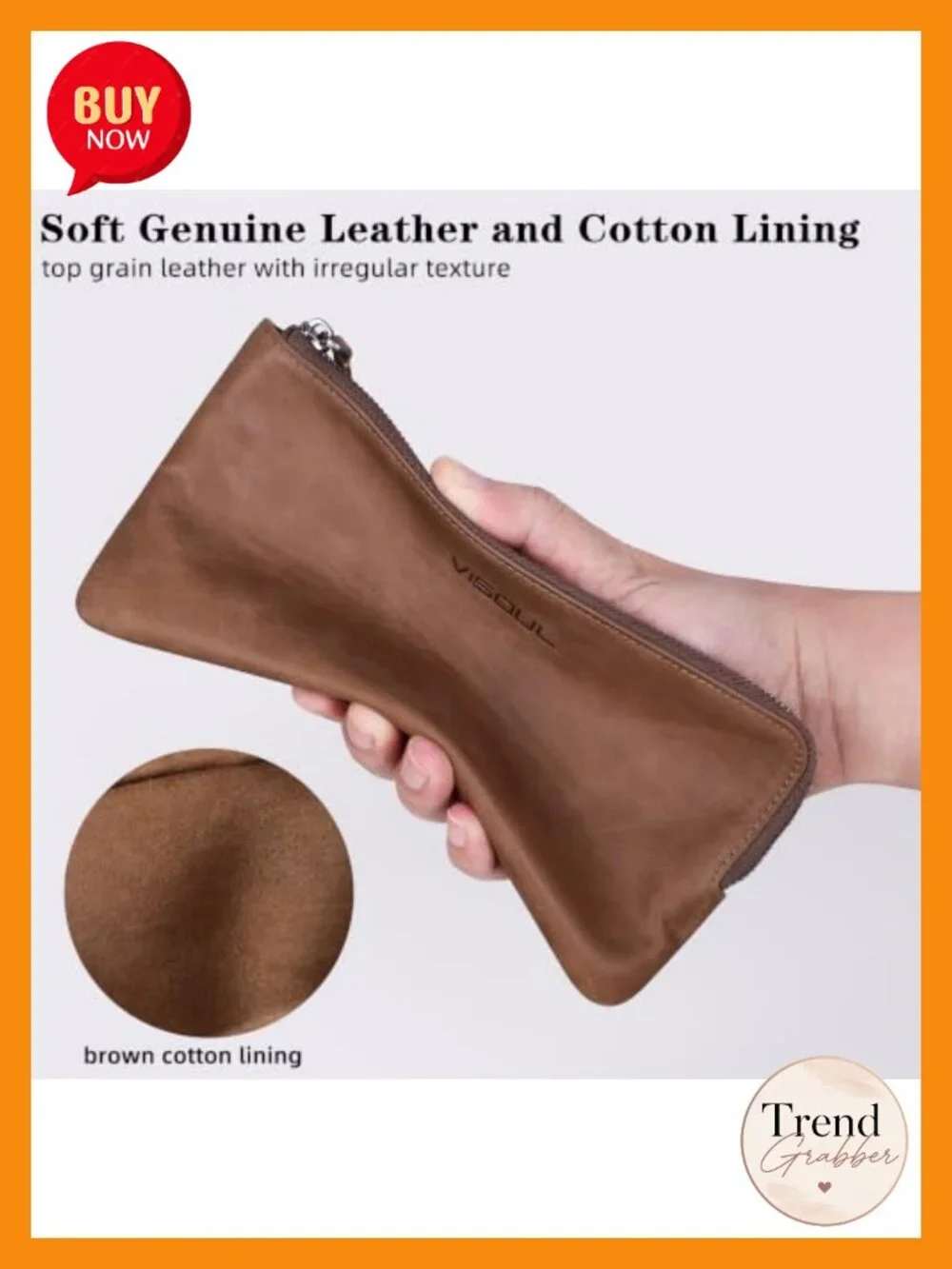 Genuine Leather RFID Zipper Cash Wallet with Removable Card Holder, Clutch Style